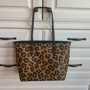 Coach city tote, leopard print, coated canvas